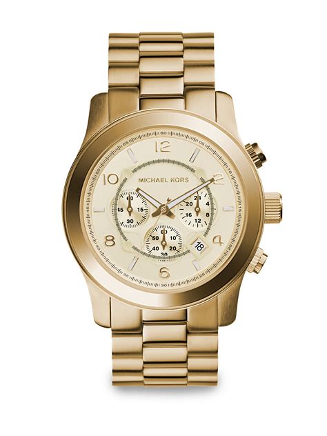 michael kors runway oversized gold tone stainless steel watch|Michael Kors matte black watch.